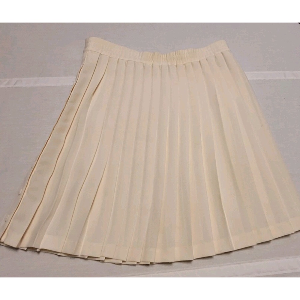 Vintage 90s Esprit Essentials Pleated Mini Skirt Ivory Cream Women's Medium - Picture 4 of 12